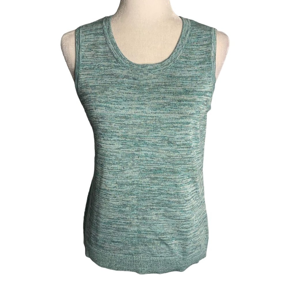 Christopher Banks Knit Sweater Vest Tank S Marled Green Sleeveless Scoop Neck